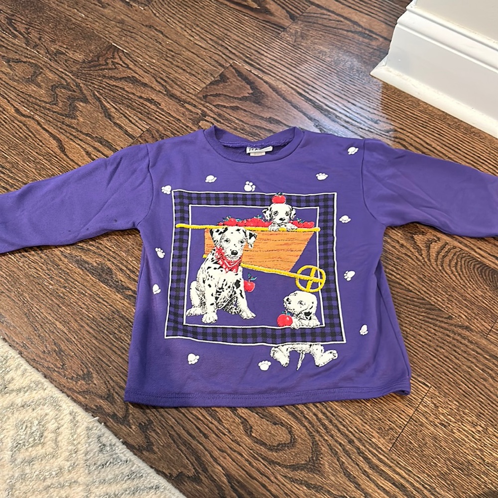 Vintage Kids Purple Dalmatian Pullover Top